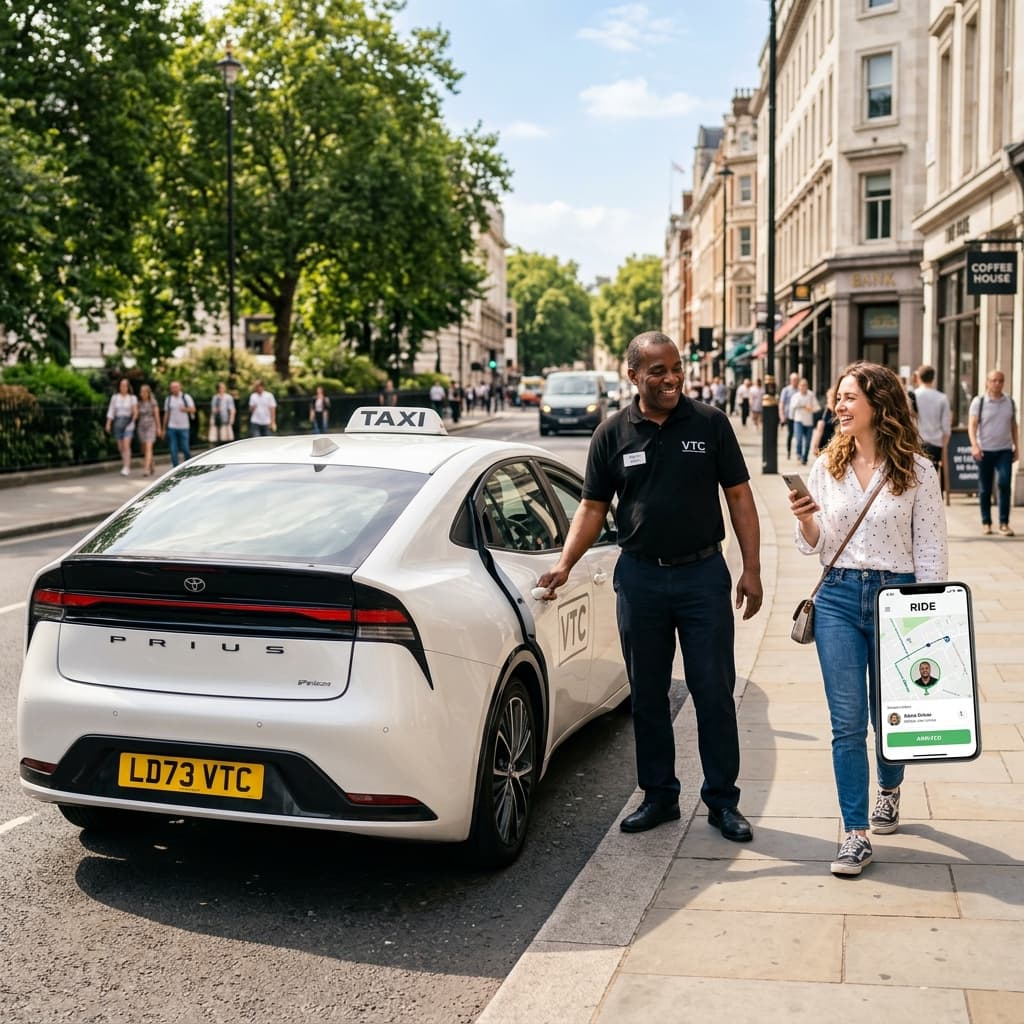 Two members checking the ISAR TAXI app before their ride